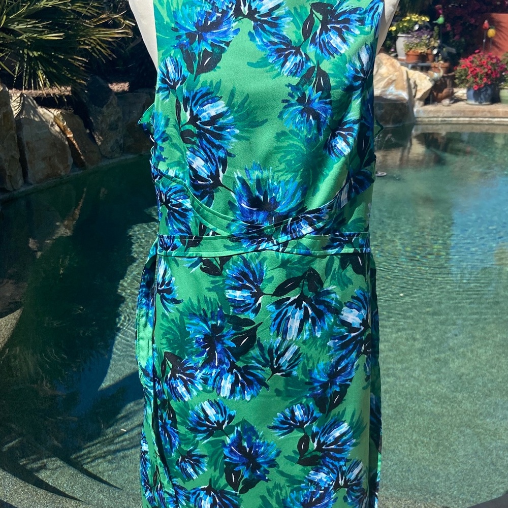 Beautiful Green & Blue Floral Summer Dress